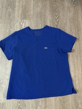 FIGS Womens XL Catarina One Pocket Scrub Top Shirt Blue V-Neck Classic