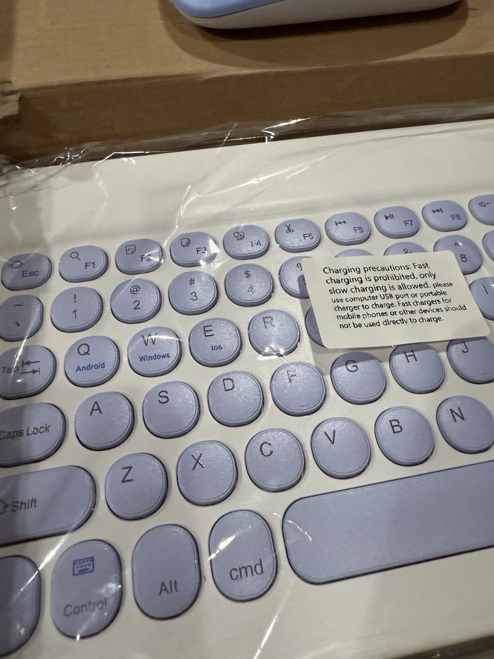 Bluetooth Keyboard & Mouse Combo Rechargeable Portable Wireless Apple Purple - Image 2 of 4