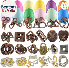 24 Pack Easter Eggs with Brain Teaser Puzzles Toys, Easters Basket Stuffers for