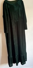 GREEN LONG SLEEVES LONG MAXI VELVET FEEL DRESS SIZE:L/XL