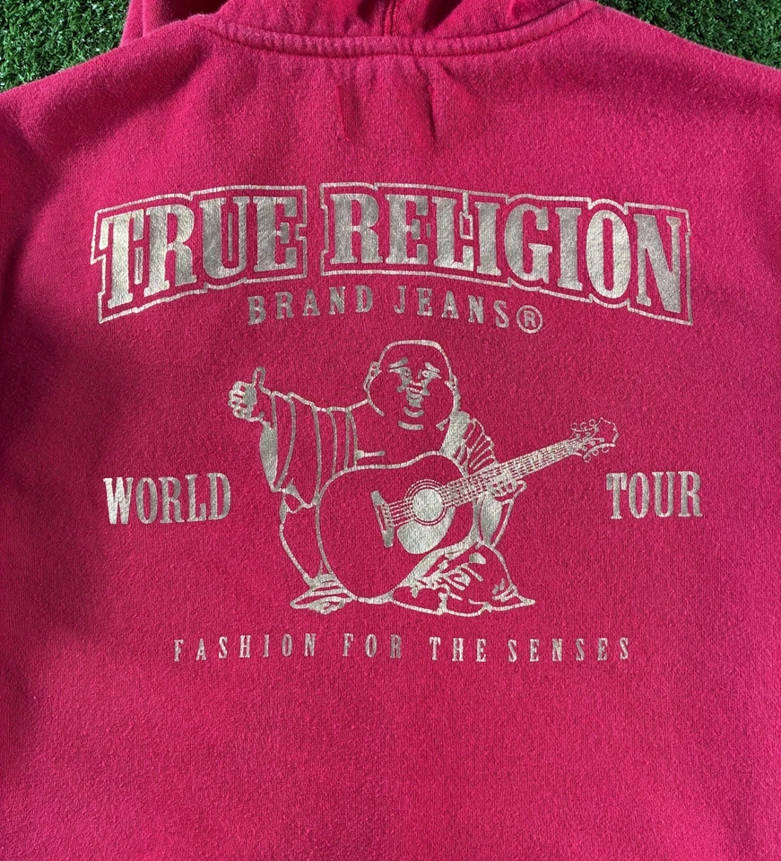 Y2K True Religion Graphic Sweatshirt Hoodie Red Women's Size Large Streetwear - Image 3 of 4