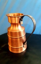 Vintage Kupferkrug Vase Landhausstil Deko Kupferkanne Metall Griff ca 25cm