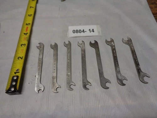 7 Piece Ignition SAE Open End Wrench Set - Brand unknown - Stamped: Made in USA
