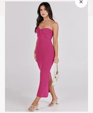 Women’s Strapless Semi Formal Long Dress Sexy Sleeveless Body con Pink Size L