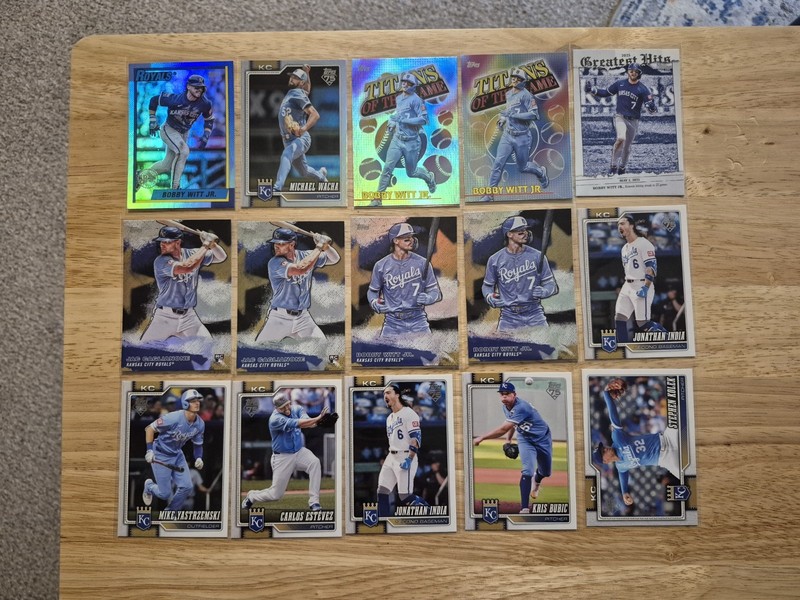 Baseball 104 Card Lot, Kansas City Royals (Witt Jr, Tolbert, Yastrzemski)