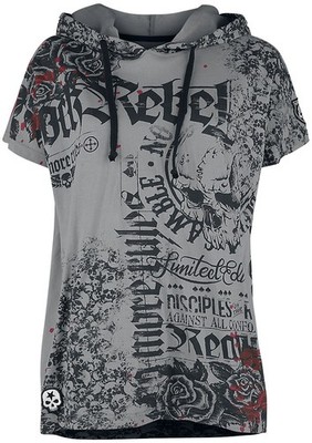 Rock Rebel by EMP Damen schwarzes lockeres T-Shirt mit Print