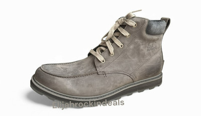 NEW SOREL MADSON II MOC TOE GRAY LEATHER ROUND TOE WATERPROOF BOOTS SIZE 13