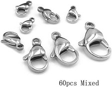 60 Pcs Grade a 304 Stainless Steel Lobster Clasps Claw Clasps for Bracelet