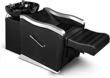 Backwash Ceramic Shampoo Bowl Sink Chair Station Spa Salon Beauty Bowls Black