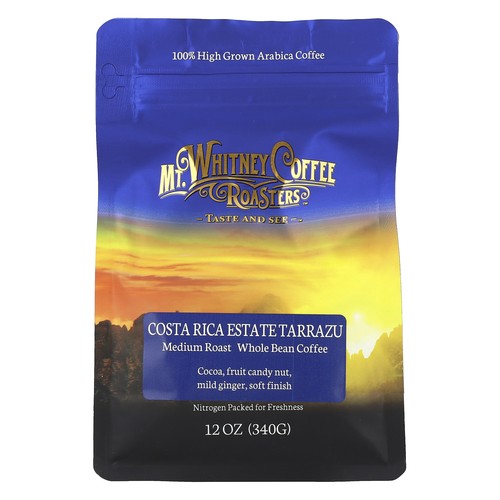 Costa Rica Estate Tarrazu, Whole Bean Coffee, Medium Roast, 12 oz (340 g)