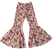 SHEIN Floral Flare Leg Pants Boho Bell Bottoms Flower Stretch Yoga Medium Retro