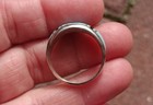 Vtg Sterling Silver 3/8"H  Channel Inlay Turquoise, Black Onyx Ring Sz 8 Signed — photo 7