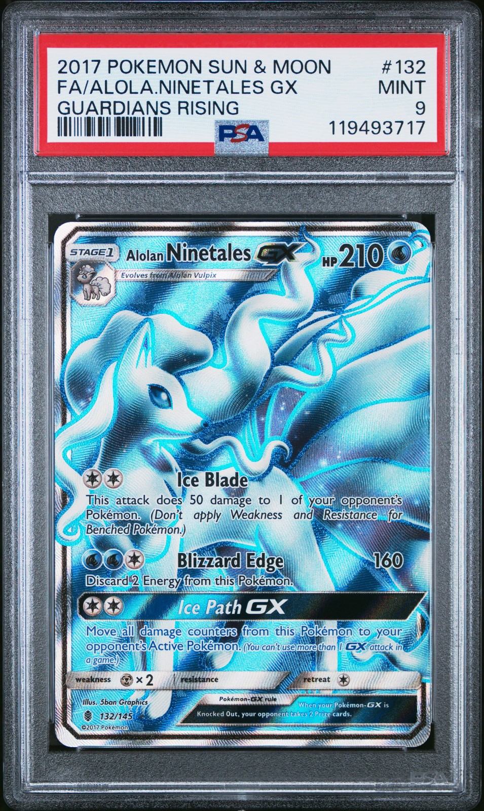 2017 POKEMON GUARDIANS RISING ALOLAN NINETALES GX #132 PSA 9 MINT #119493717