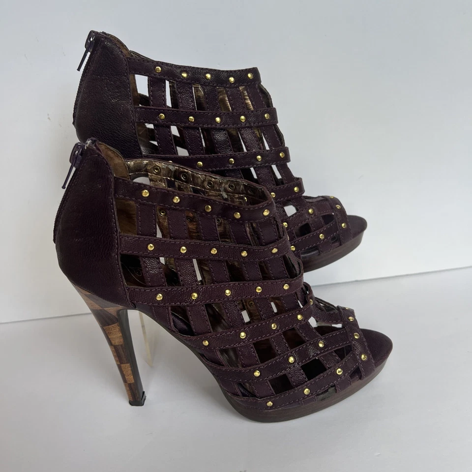 "Tacones de gladiador tachonados ciruela Phat Mariana de colección de cuero púrpura de 7,5"" tacón de 4,5""" Foto 4 de 4