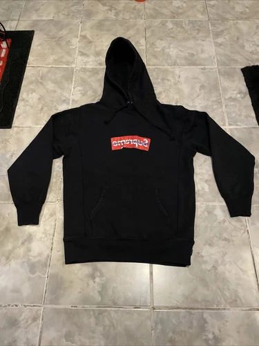 Sweat à capuche noir Supreme Comme Des Garcons CDG Box Logo taille L