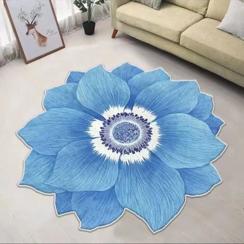 Modern Fluffy Flower Carpet Living Room Decoration Bedroom Bedside Rug Floor Mat - Image 2 of 4