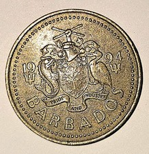 1994 Barbados 25 Cents Coin. South Point Lighthouse. Circulated.