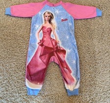 Vintage Barbie Mattel 2002 Full Zip Sleeper Pajamas Size 3T All Over Print