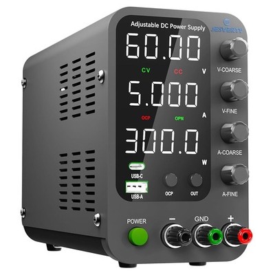 DC Power Supply Variable, 0-60V 0-5A Switching Bench Power Supply with 20W US...