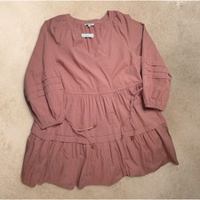 Madewell Women's XL Dusty Rose Peplum Blouse Tie Waist 3/4 Balloon Sleeve NWT