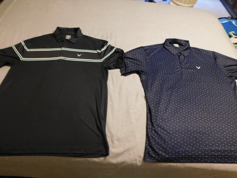 (2) Callaway Opti Dri Golf Shirts Men XL Collared Golf - 1 Blue & 1 Black