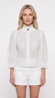 Sandro Bluse Weiß Baumwolle Gr. 34 S Damen Hemd Oberteil SFPCM00468