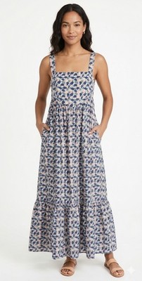 Mirth Sleeveless Maxi Dress Cotton Slik Blend Size XS Abstract Print Sundress