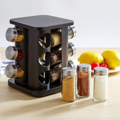 Revolving Spice Rack Organizer 12 Jars Countertop Seasoning Tower Kitchen - Picture 5 of 7
