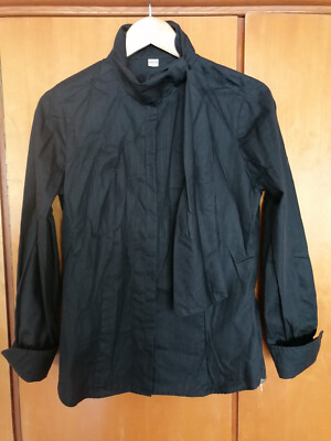 Eterna women's blouse black size 36 S with shawl collar