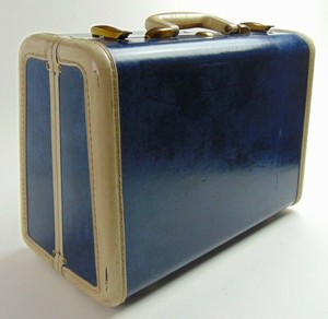 vintage blue samsonite suitcase