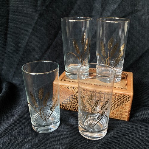 Golden Wheat 10 Ounce Tumblers Set 4 Vintage Drinkware Autumn Harvest Unbranded - Picture 7 of 7