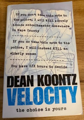 Velocity by Dean Koontz 2006 HarperCollins  PAPERBACK Classic Horror