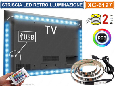 USB Striscia LED TV, TASMOR 2M Retroilluminazione TV LED Striscia Rgb 16 Colori E 4 Modalita Rgb Nastri Led Per Hdtv Da 40 60 Pollici Pc Monitor Ecc - Foto 2