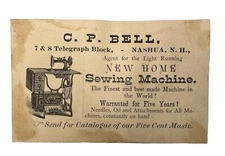 VICTORIAN TRADE CARD CP BELL TELEGRAPH BLK NASHUA NH NEW HOME SEWING MACHINE B57