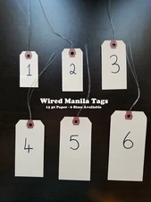 Wire Manila Tags Reinforced Hang Label Inventory Shipping Stock Size 1 2 3 4 5 6