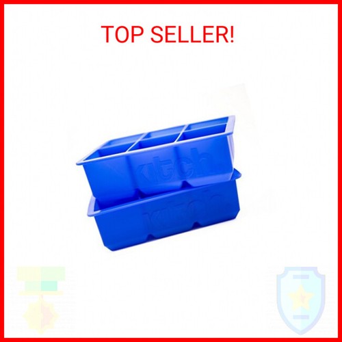 Large Cube Silicone Ice Tray, 2 Pack by Kitch, Giant 2 Inch Ice Cubes Keep Your