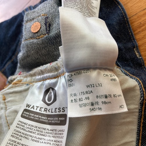 VINTAGE 1947 STILE LEVIS 501XX BIG E JEANS UOMO BLU INDACO CIMELLA DENIM 32 - Foto 7 di 13