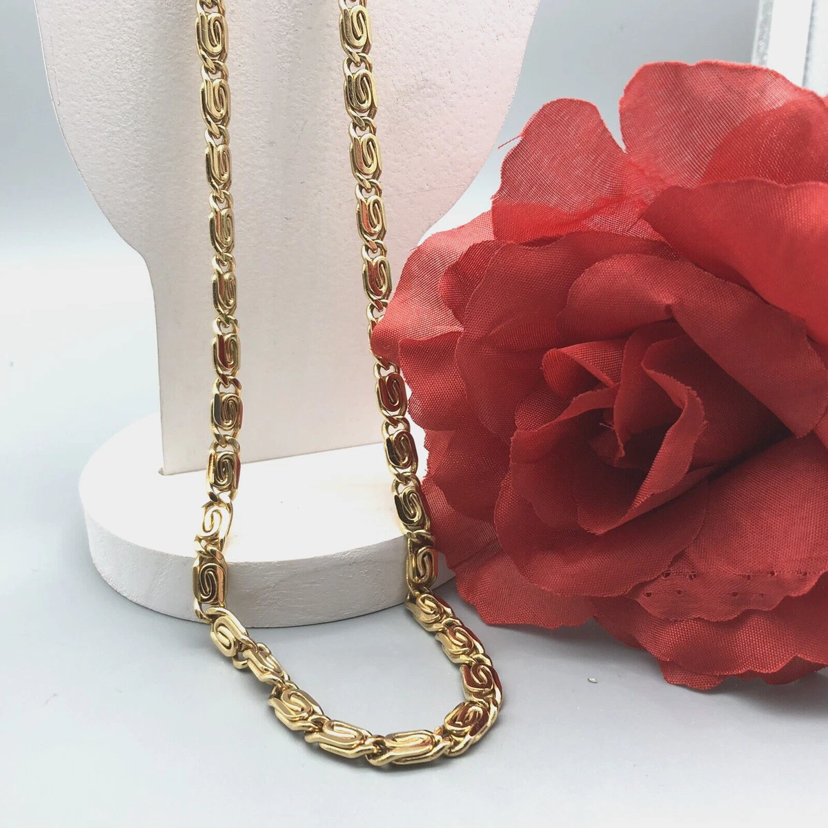 Awesome Shiny Gold Tone Snail Link Chain Necklace 18