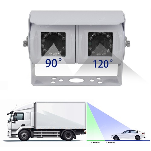 Cámara de marcha atrás de doble lente y kit de monitor de espejo de pantalla dividida para camioneta comercial - Imagen 6 de 23