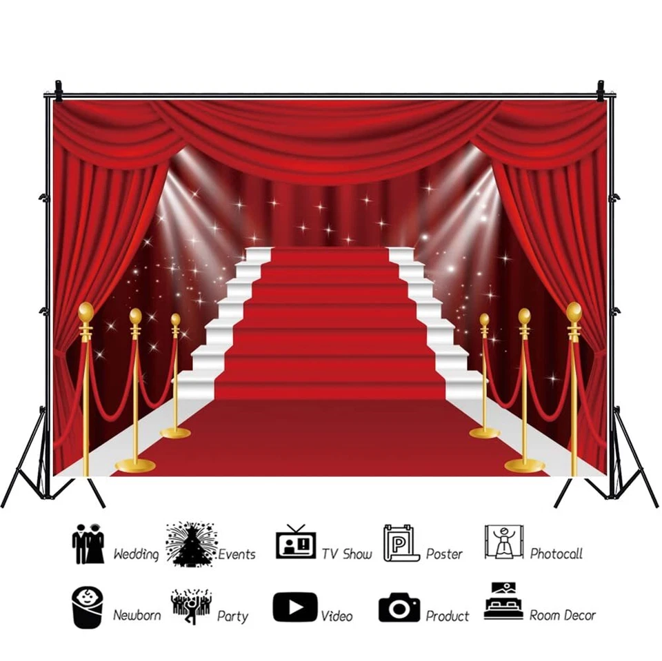 2.7x1.8m Roter Vorhang Bühne Hintergrund Roter Teppich Beleuchtung Fotografie... - Bild 4 von 4