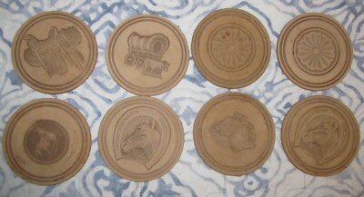 Genuine Leather Coaster Set Of 8 Steerhide Cowhide Tan Hide Western Cowboy Wear
