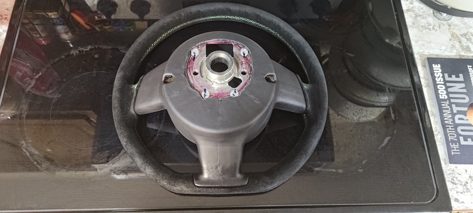 2004-2014 Lamborghini Gallardo OEM Alcantara Steering Wheel MOMO w Green Stitch