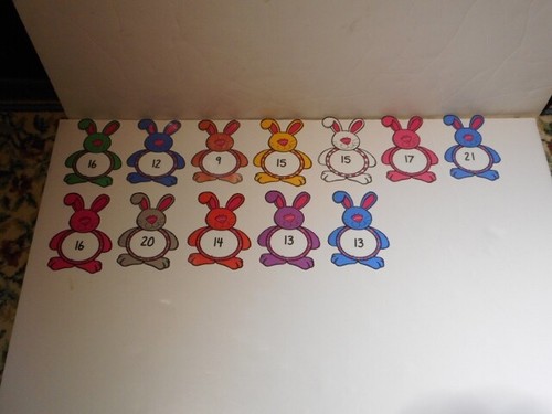 Easter Spring Rabbit Adding 3 Numbers Math Activity Set Laminated Brand New Cute - Picture 4 of 4