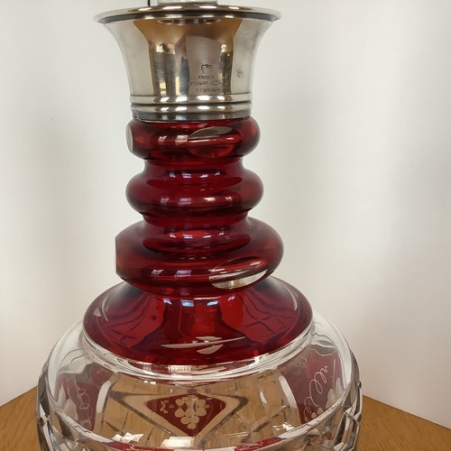 Kronen Cut Glass Ruby/Clear Decanter With Sterling Silver Neck DENMARK GORGEOUS - Picture 4 of 15