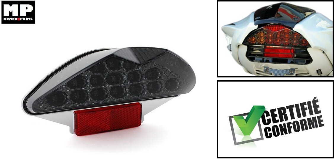 Feu arrière LED teinté et clignotants intégrés homologués pour Nitro et Keeway 50cc