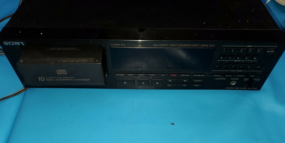 Sony CDP-C910 10-Disc CD player Changer For Parts Or Repair