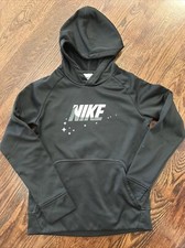 Nike Boys Therma-FIT Long Sleeve STARS Hoodie Black Size M Sweatshirt Well Kept