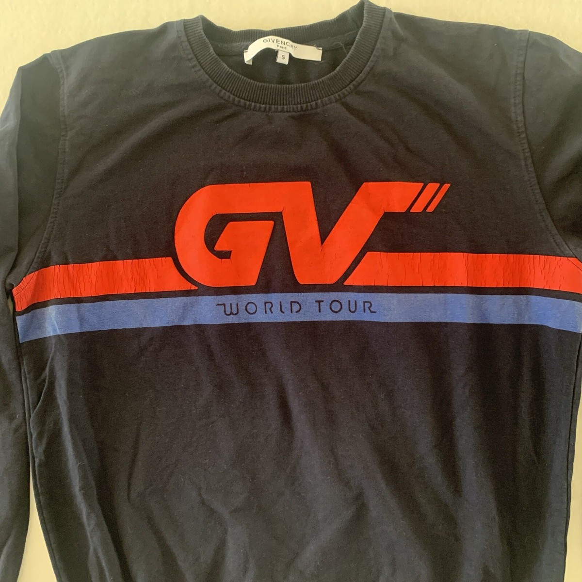 GIVENCHY Size S Black Red Cotton -GV World Tour- Sold Out Graphic 
