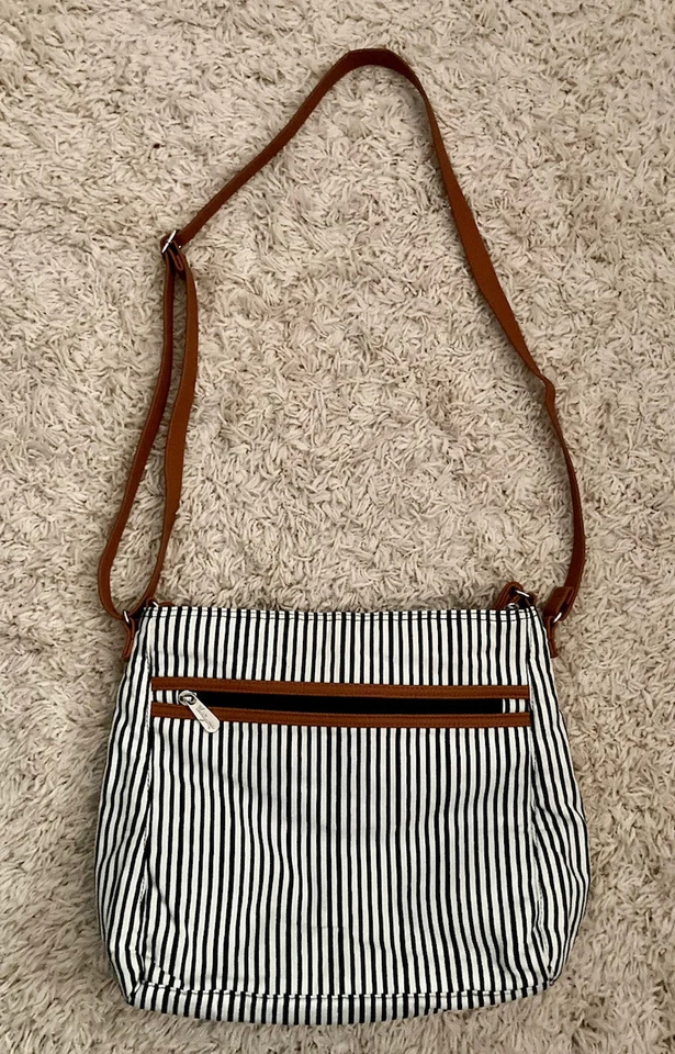 Thirty One Crossbody Organizing Tote/Purse- Navy & White Stripe - Image 2 of 4