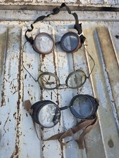 VINTAGE STEAMPUNK BAKELITE CATALIN GOGLE OCHRONNE MOTOCYKL LOT zestaw 3 szt.